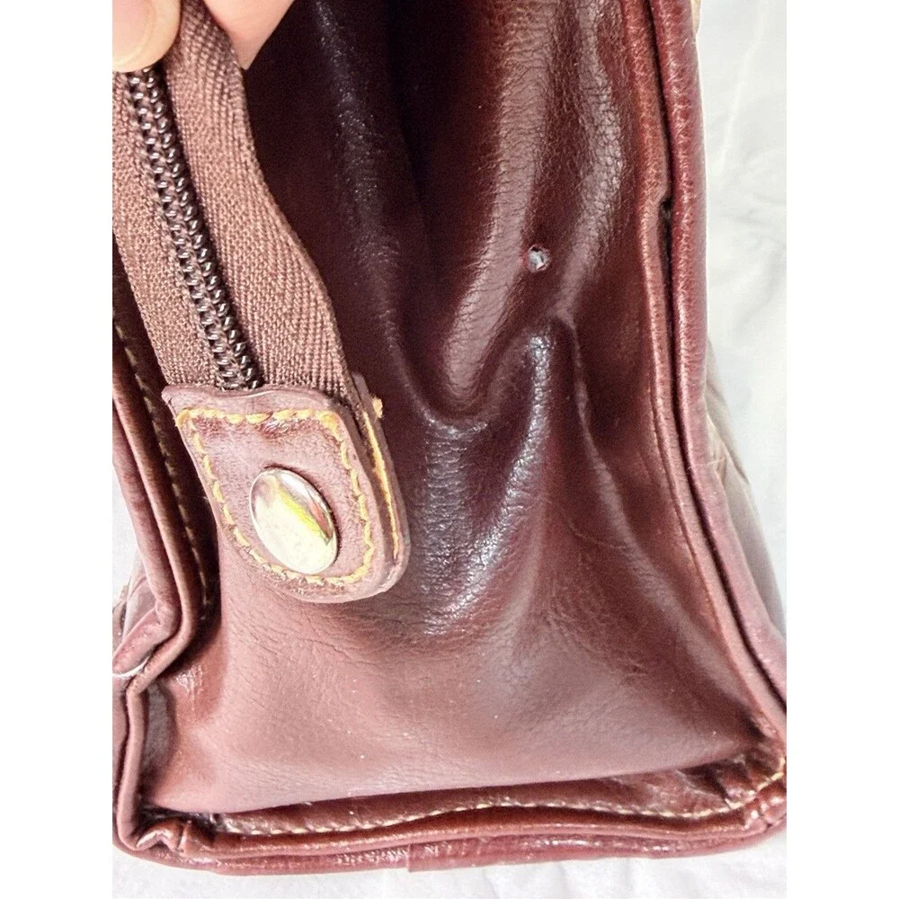 Vintage Bueno Brown Croc Embossed Shoulder Bag Braided Handles Satchel Purse